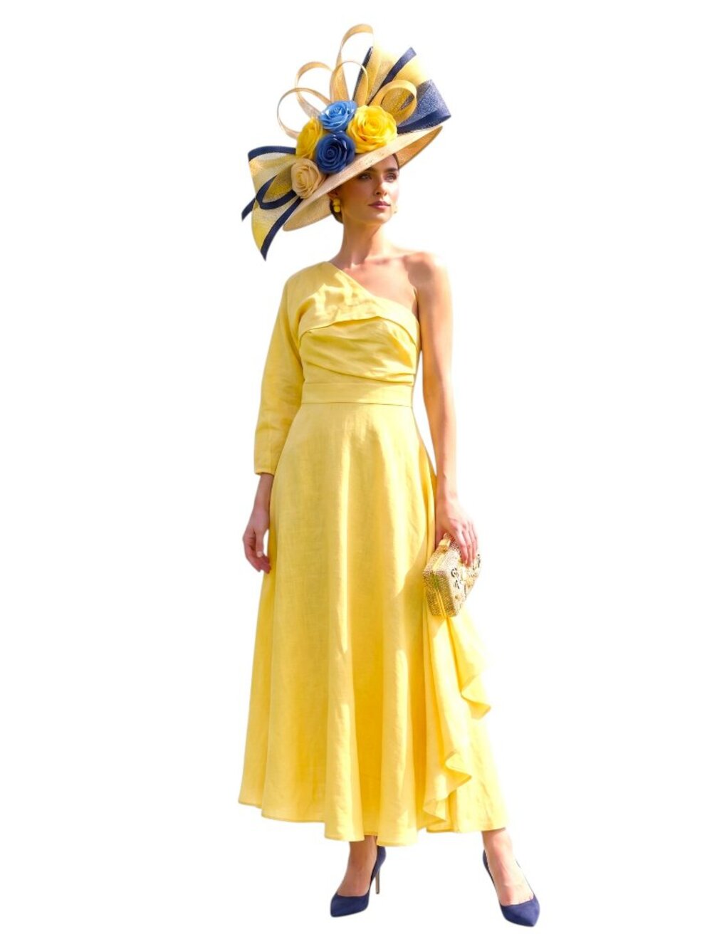 Rachel Comey Yellow Linen One Shoulder Midi Dress Size 8 EUC. Wedding guest